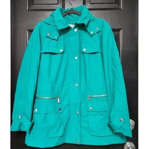 Women's Calvin Klein Green Lined Hooded Jacket Size Large